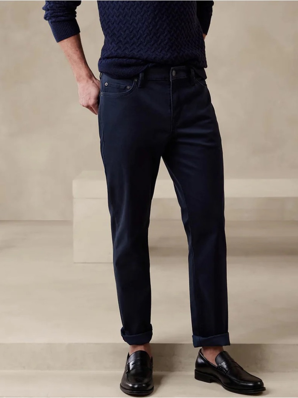 Banana Republic Slim Traveler Navy Blue Pants Size 35x32